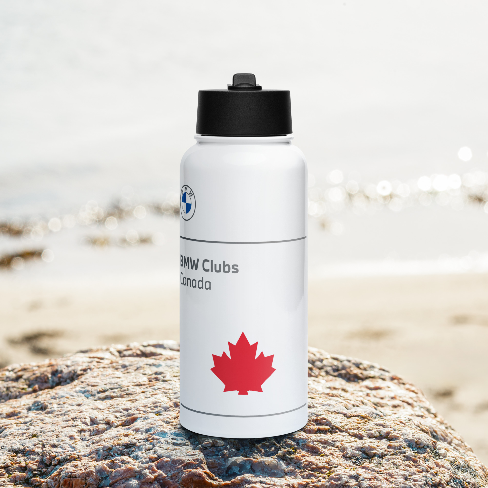 BMW Clubs Canada Stainless steel water bottle with a straw lid